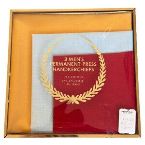 Mens Vintage Goodyear Handkerchiefs Set of 3 New Old Stock Permanent Press Blend